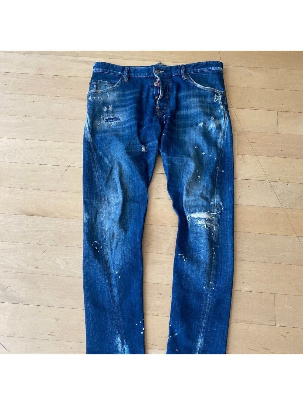 DSquared2 mens blue distressed jeans button fly sz 48 IT waist 34